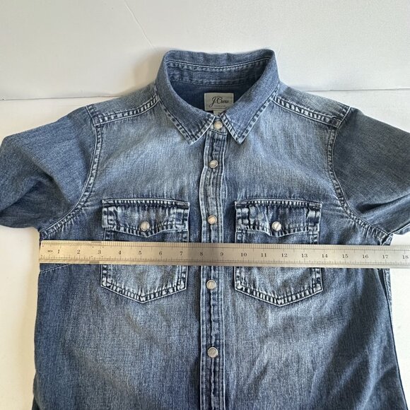 J Crew Shirt Womens 0 Blue Denim Western Pearl Snap L/S Cowgirl Rodeo G1394 - Picture 11 of 13